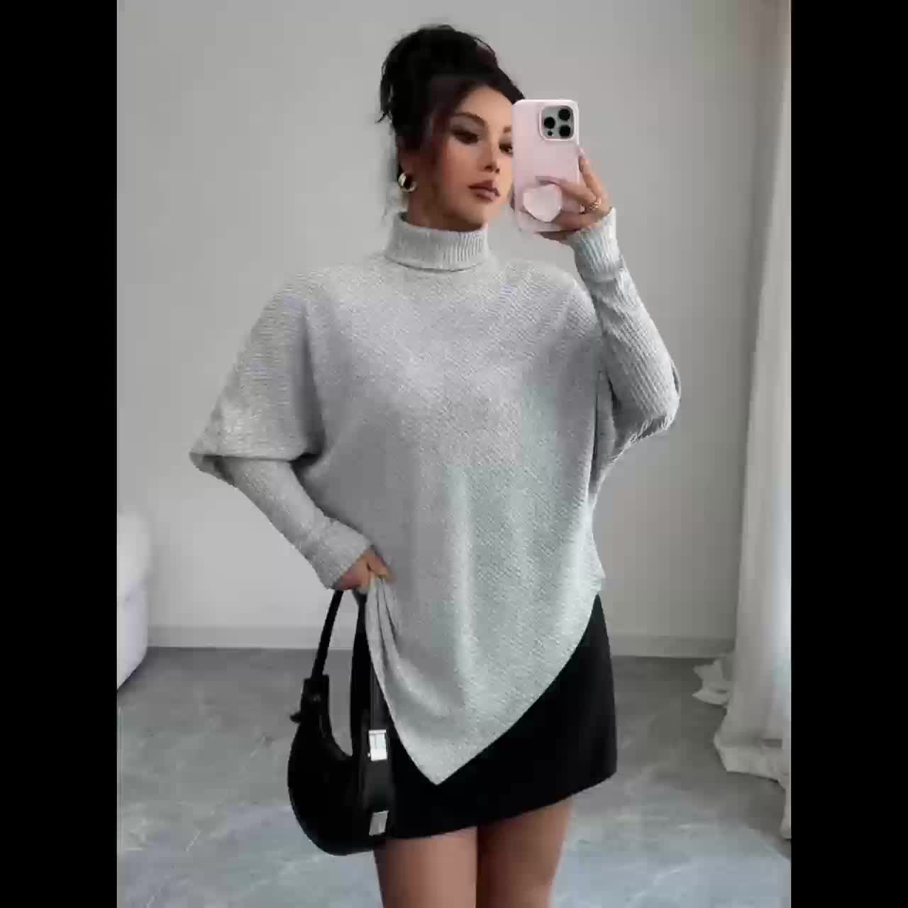 Mackenzie | Women's Turtleneck Poncho Sweater