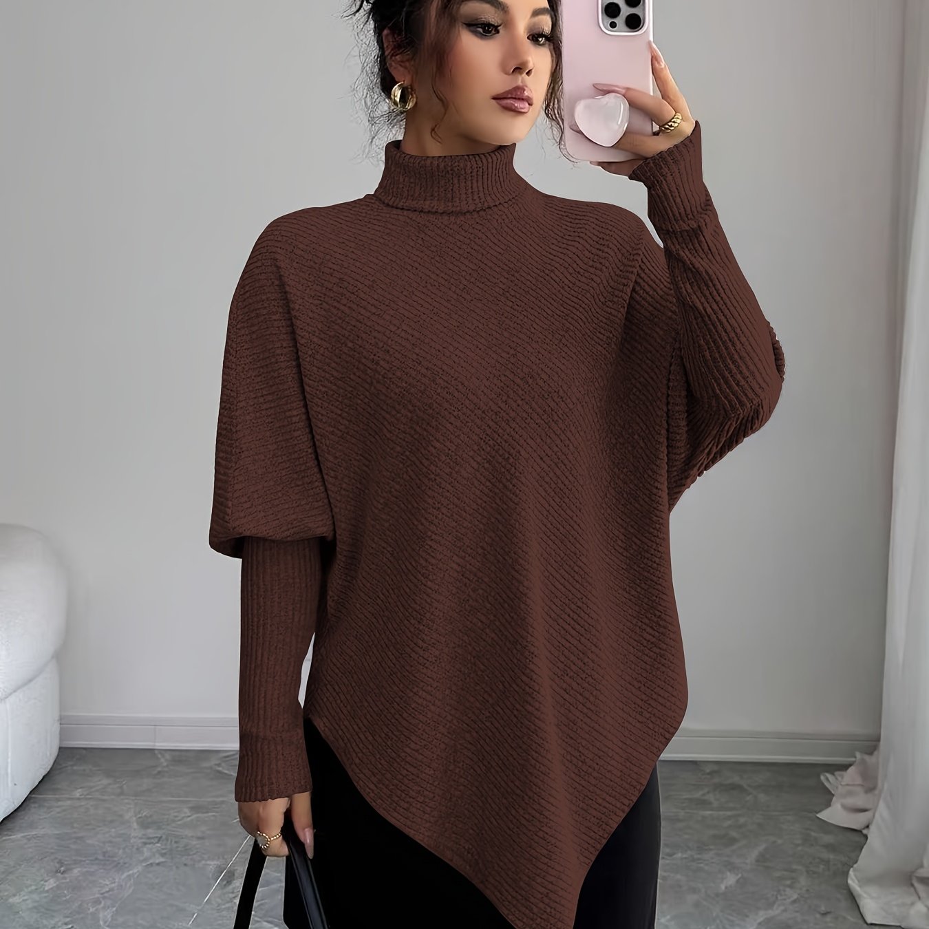 Mackenzie | Women's Turtleneck Poncho Sweater