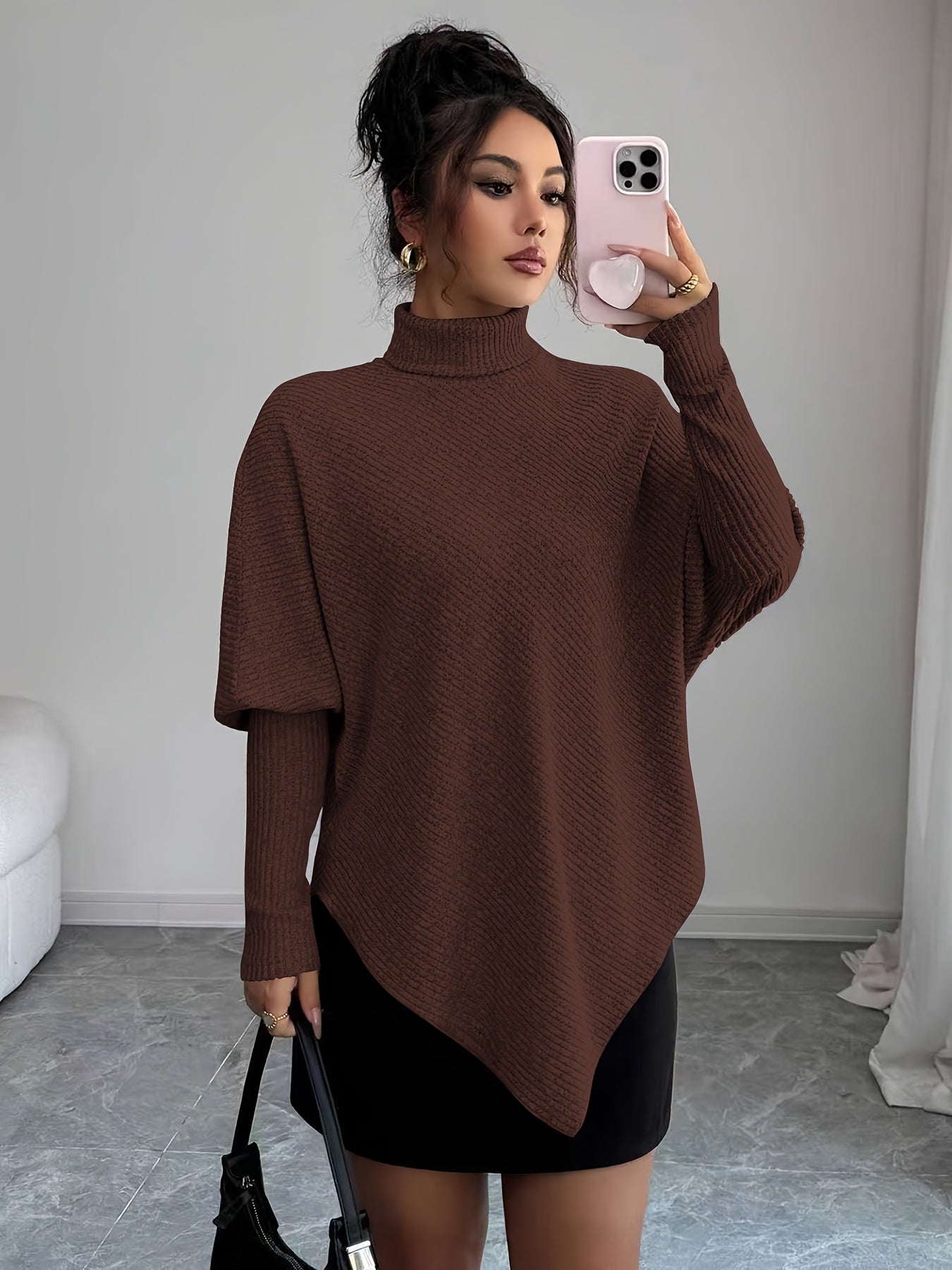 Mackenzie | Women's Turtleneck Poncho Sweater