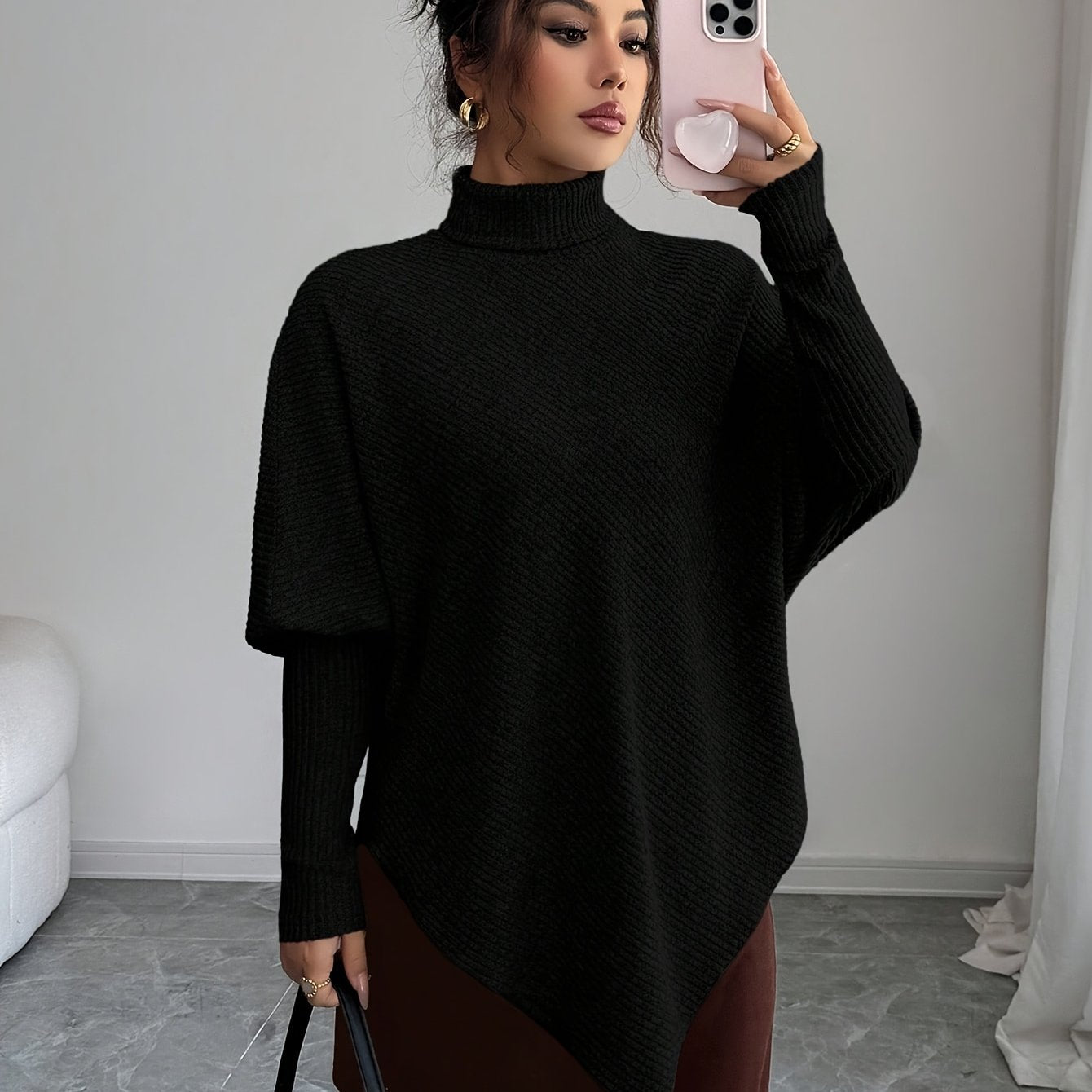 Mackenzie | Women's Turtleneck Poncho Sweater