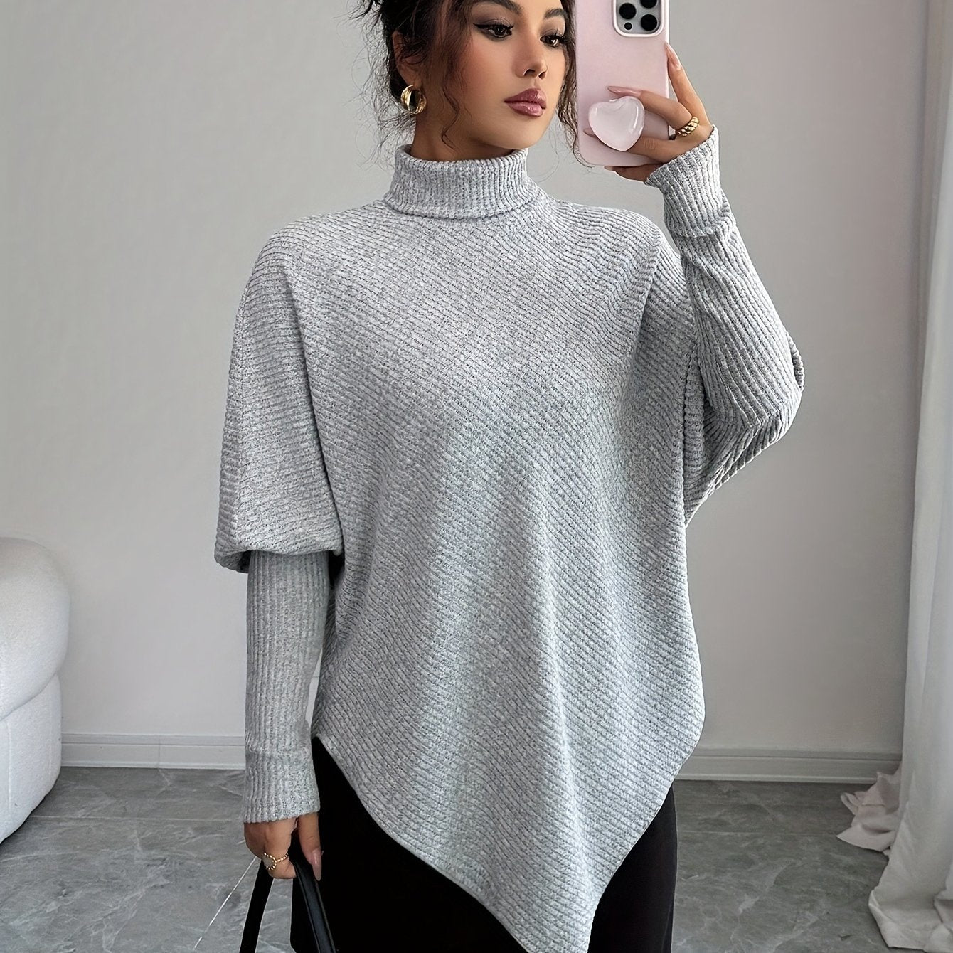 Mackenzie | Women's Turtleneck Poncho Sweater