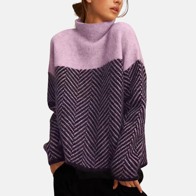 Maisie | Women's Turtleneck Color Block Sweater