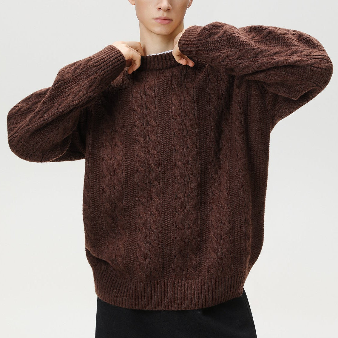 Marc | Men's Cable Knit Crew Neck Sweater