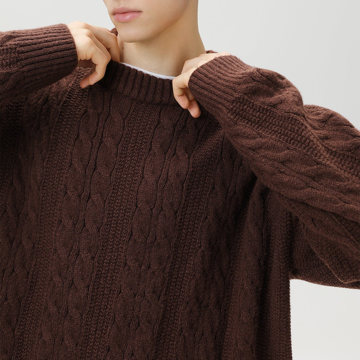 Marc | Men's Cable Knit Crew Neck Sweater