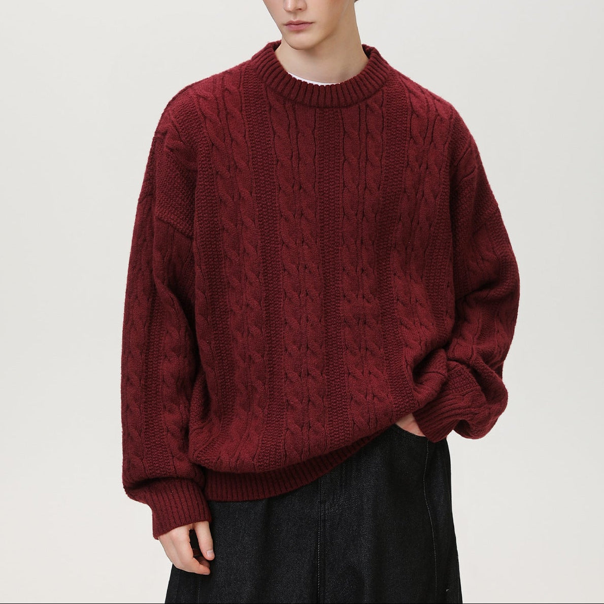 Marc | Men's Cable Knit Crew Neck Sweater