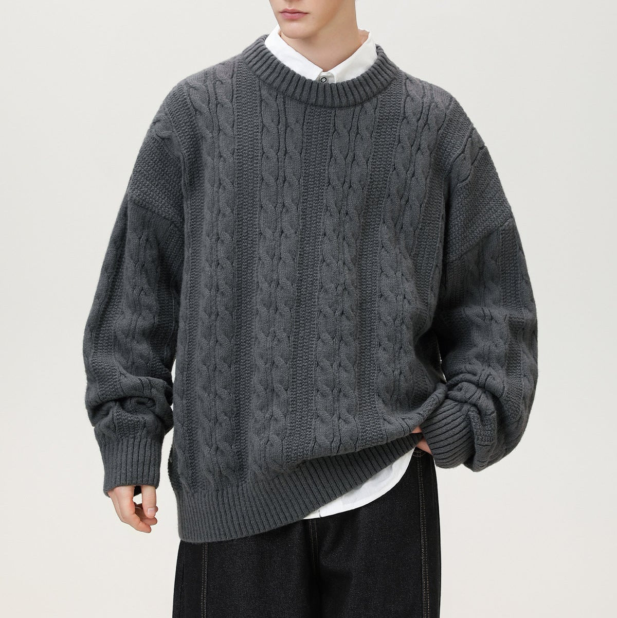 Marc | Men's Cable Knit Crew Neck Sweater