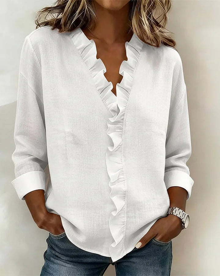 Mariah | Women's Ruffle V-Neck Long Sleeve Blouse
