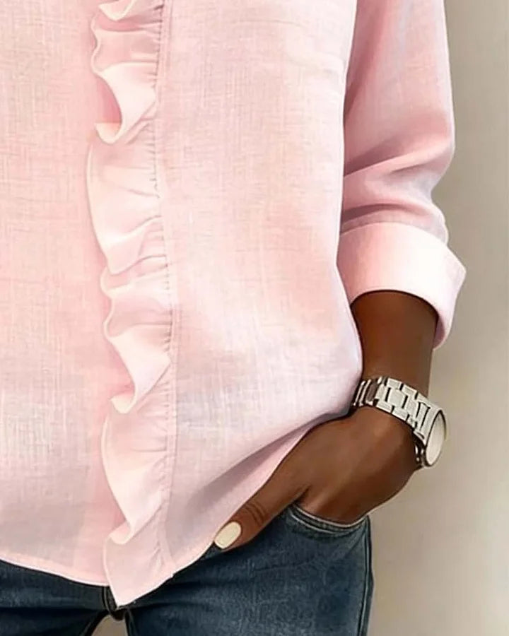 Mariah | Women's Ruffle V-Neck Long Sleeve Blouse