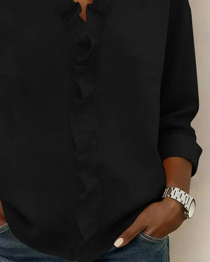 Mariah | Women's Ruffle V-Neck Long Sleeve Blouse