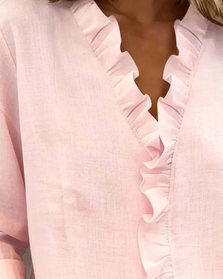 Mariah | Women's Ruffle V-Neck Long Sleeve Blouse
