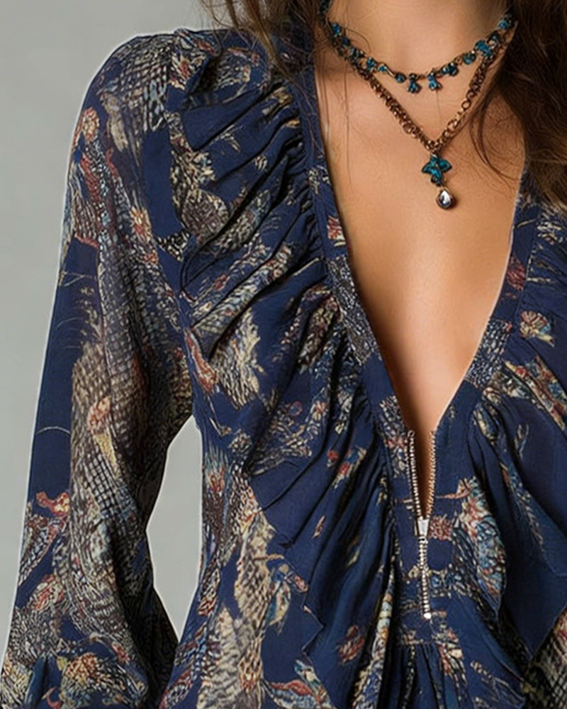 Mary | Women's Long Sleeve Ruffle Blouse