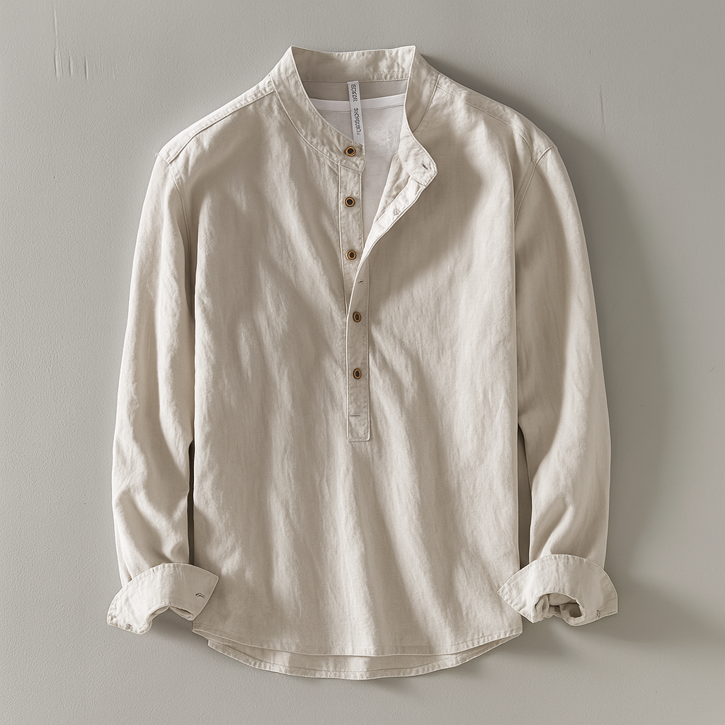 Murray | Men's Long Sleeve Band Collar Casual Shirt