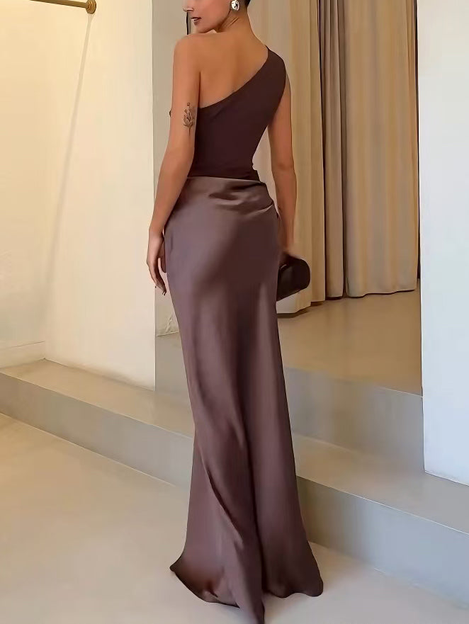 Nancy | Women's One Shoulder Maxi Dress