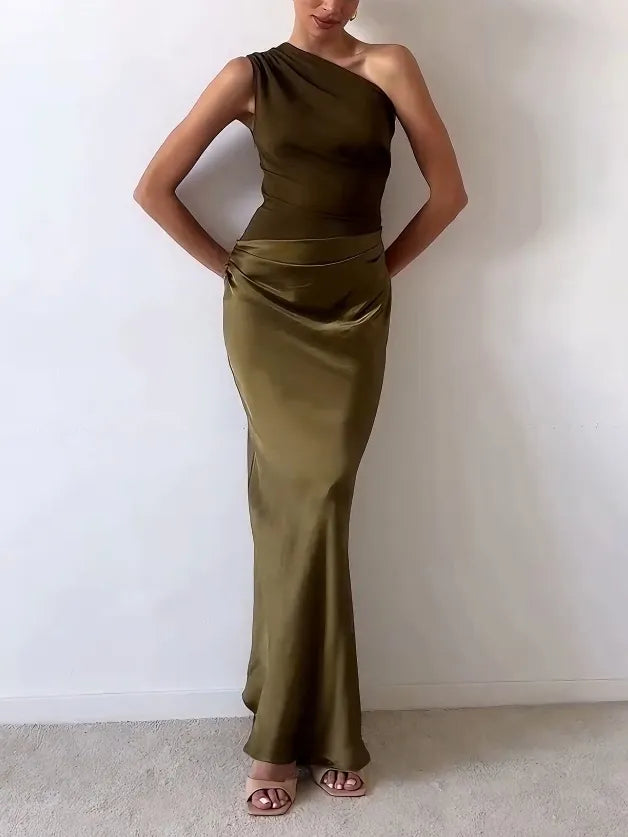 Nancy | Women's One Shoulder Maxi Dress