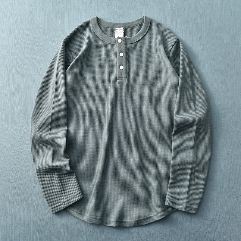 Nathan | Men's Long Sleeve Henley T-Shirt