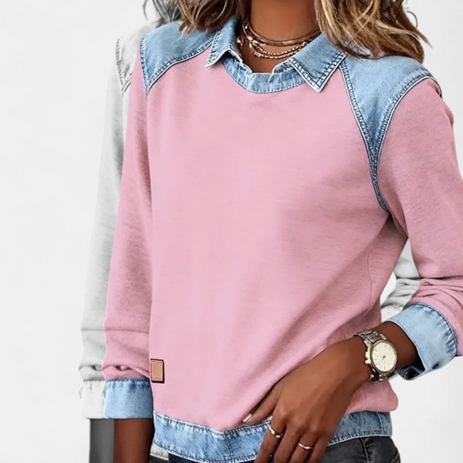 Nicole | Women's Long Sleeve Color Block Sweater