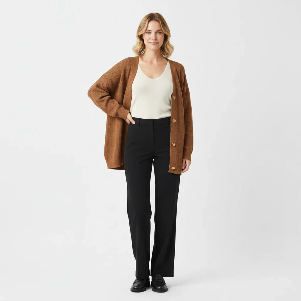 Oversized Ribbed Knit Cardigan for Women