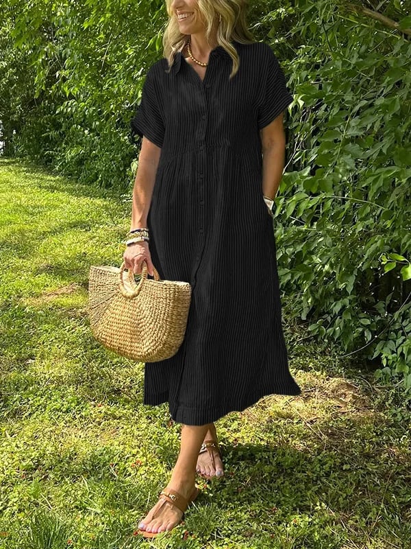 Raegan | Women's Button-Down Striped Midi Dress