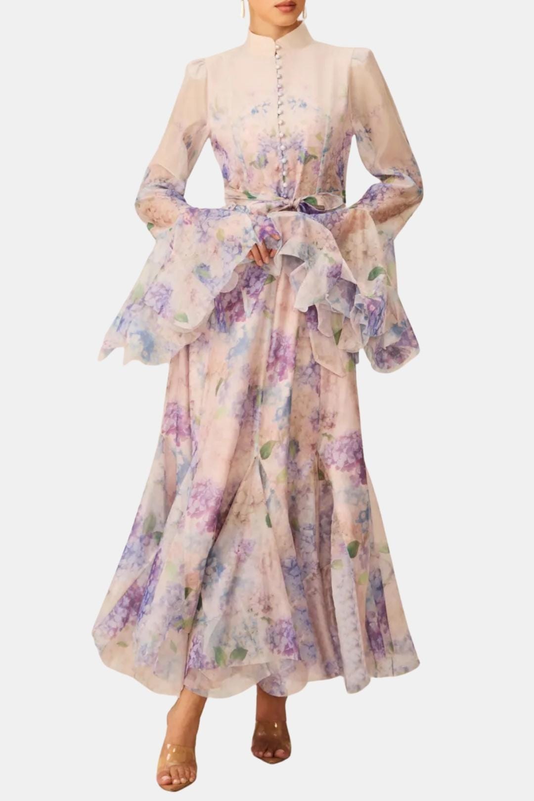 Reba | Women's Ruffle Sleeve Maxi Dress