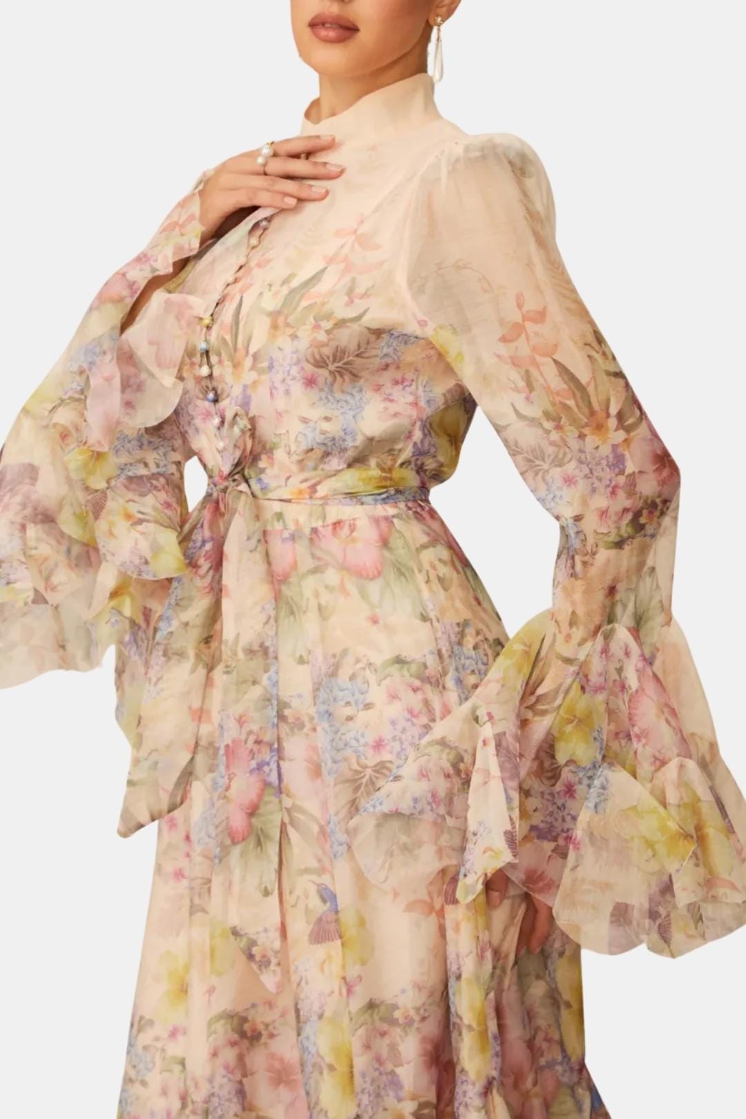 Reba | Women's Ruffle Sleeve Maxi Dress
