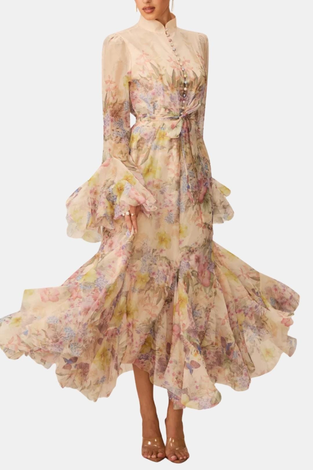Reba | Women's Ruffle Sleeve Maxi Dress