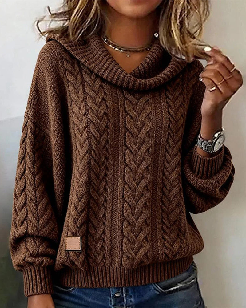 Renee | Women's Cowl Neck Cable Knit Sweater
