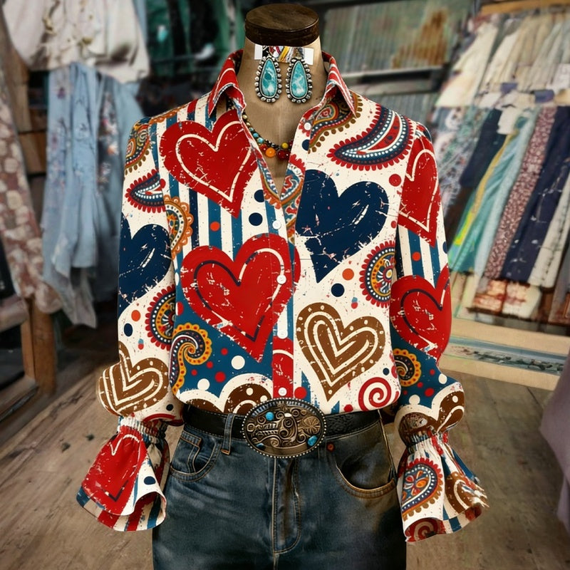 Rhonda | Women's Button-Down Patterned Blouse