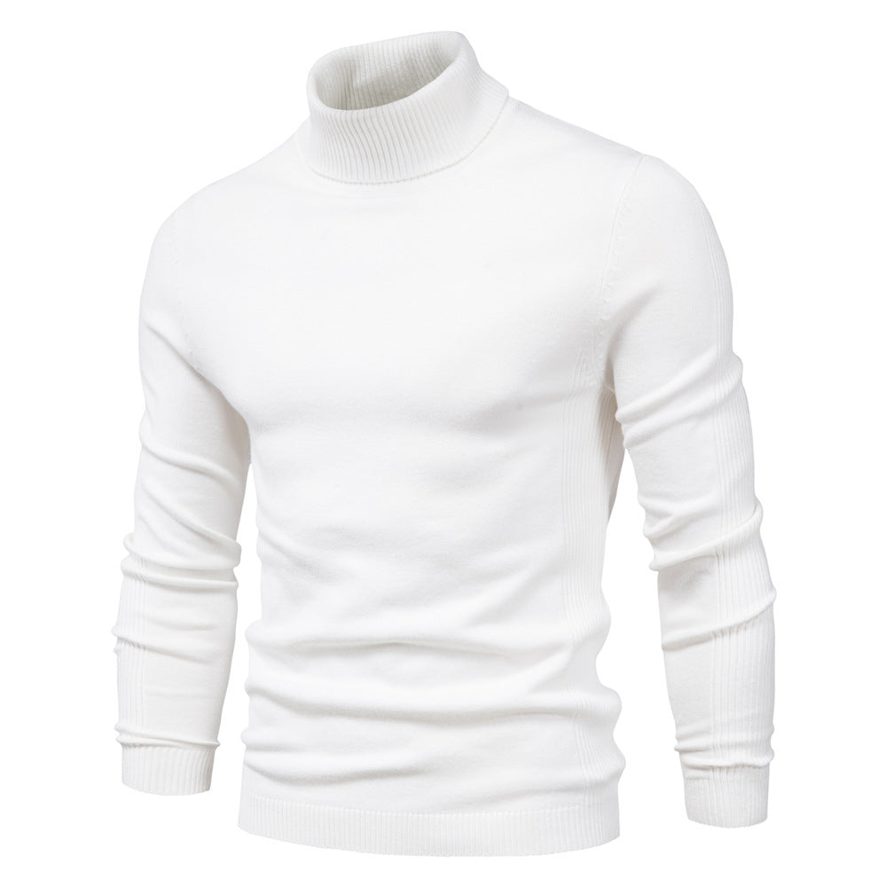 Ribbed Knit Turtleneck Sweater for Men