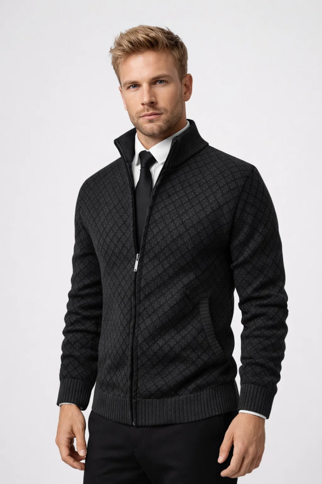 Riley | Men's Zip-Up Stand Collar Cardigan