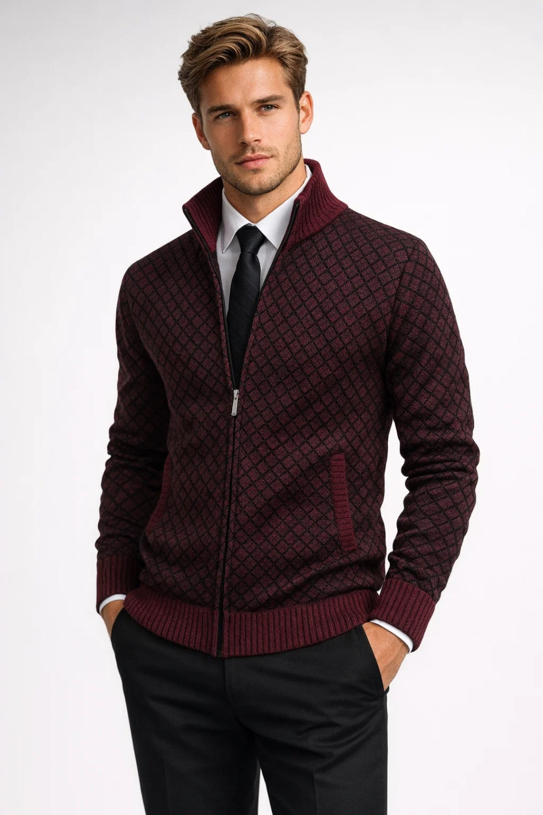 Riley | Men's Zip-Up Stand Collar Cardigan