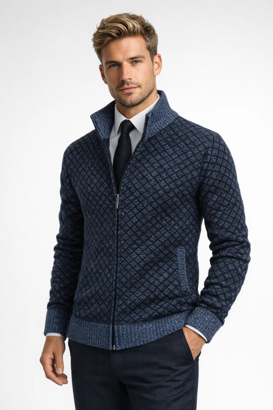 Riley | Men's Zip-Up Stand Collar Cardigan