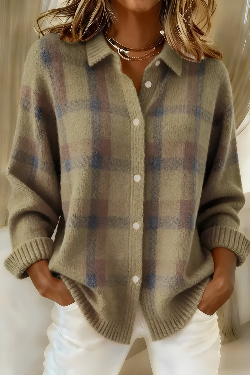 Rita | Women's Plaid Button-Down Cardigan