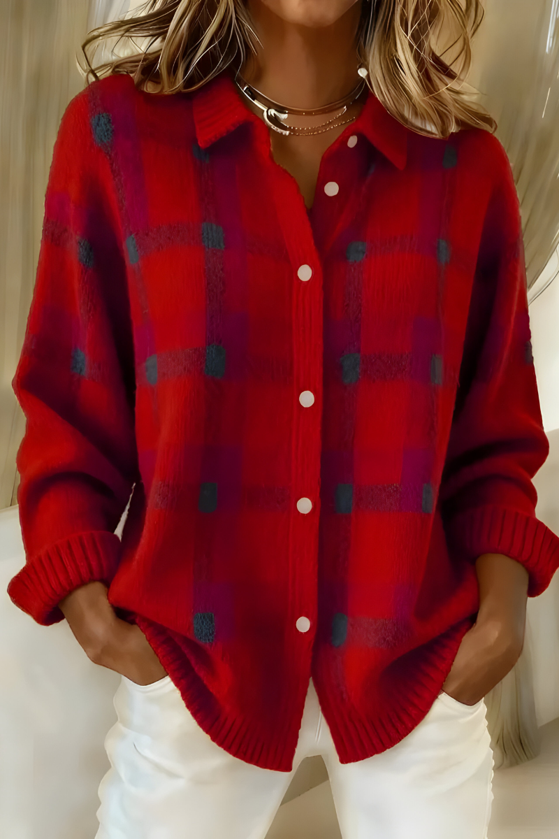 Rita | Women's Plaid Button-Down Cardigan