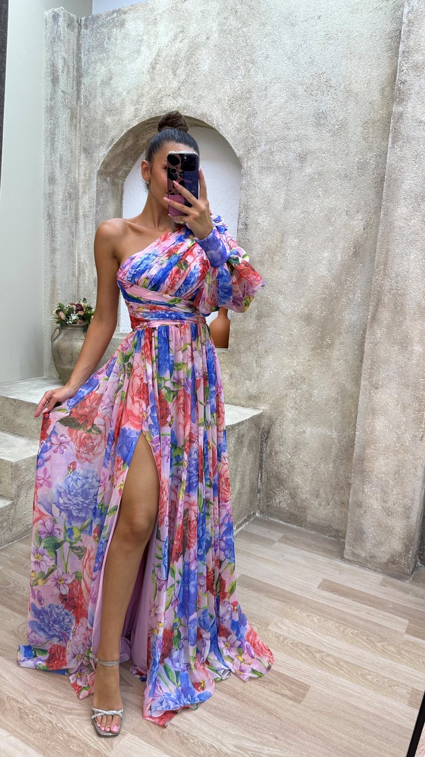 Sabrina | Women's One Shoulder Floral Maxi Dress