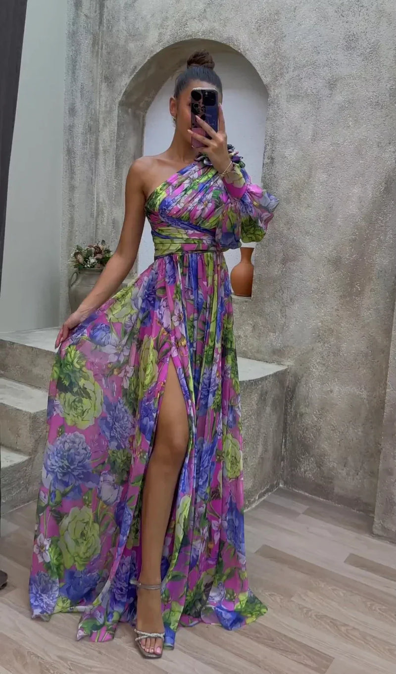 Sabrina | Women's One Shoulder Floral Maxi Dress