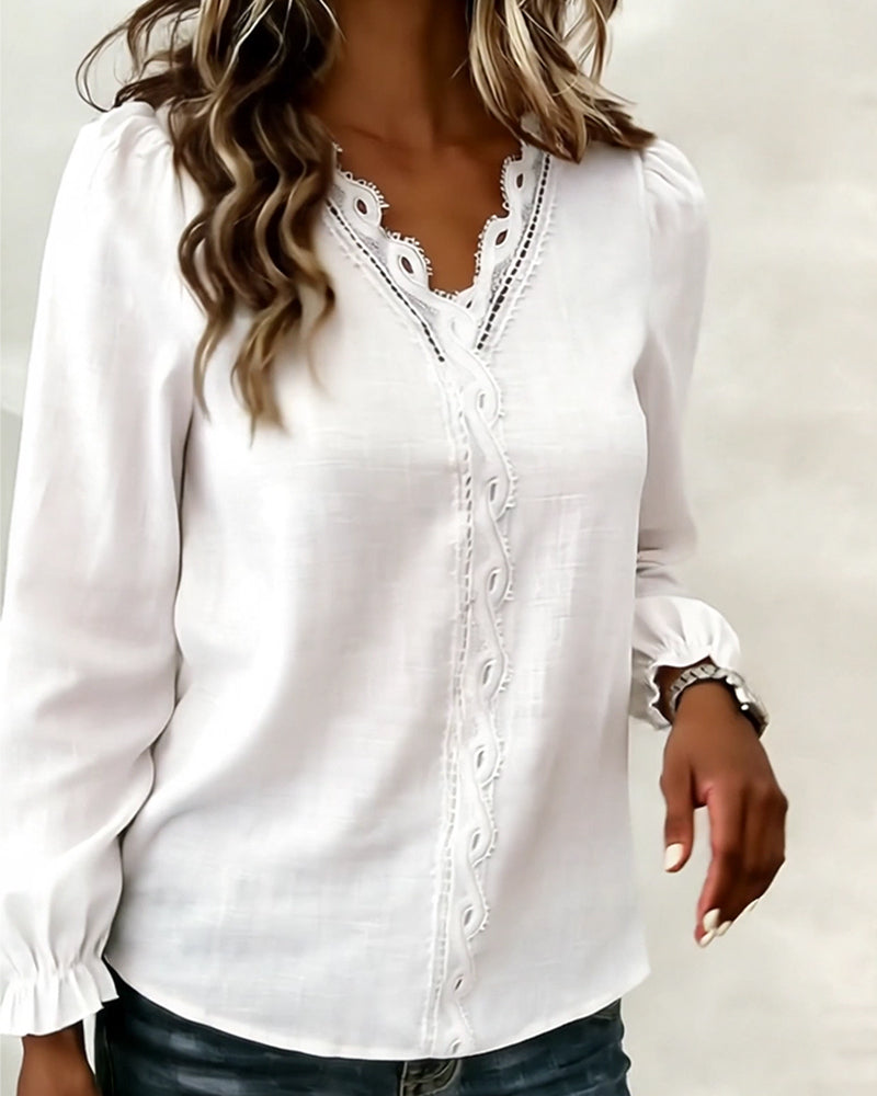 Samantha | Women's Long Sleeve V-Neck Blouse