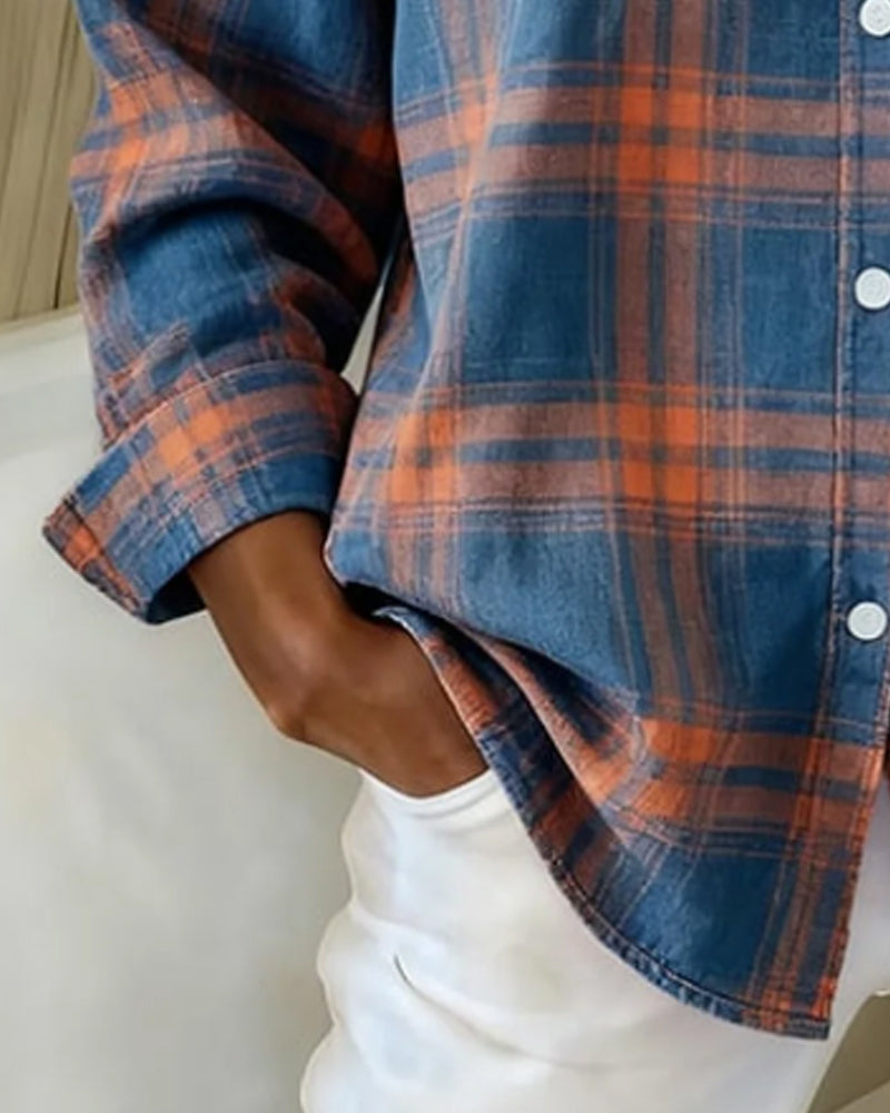 Sara | Women's Plaid Button-Up Blouse
