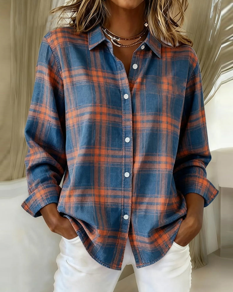 Sara | Women's Plaid Button-Up Blouse