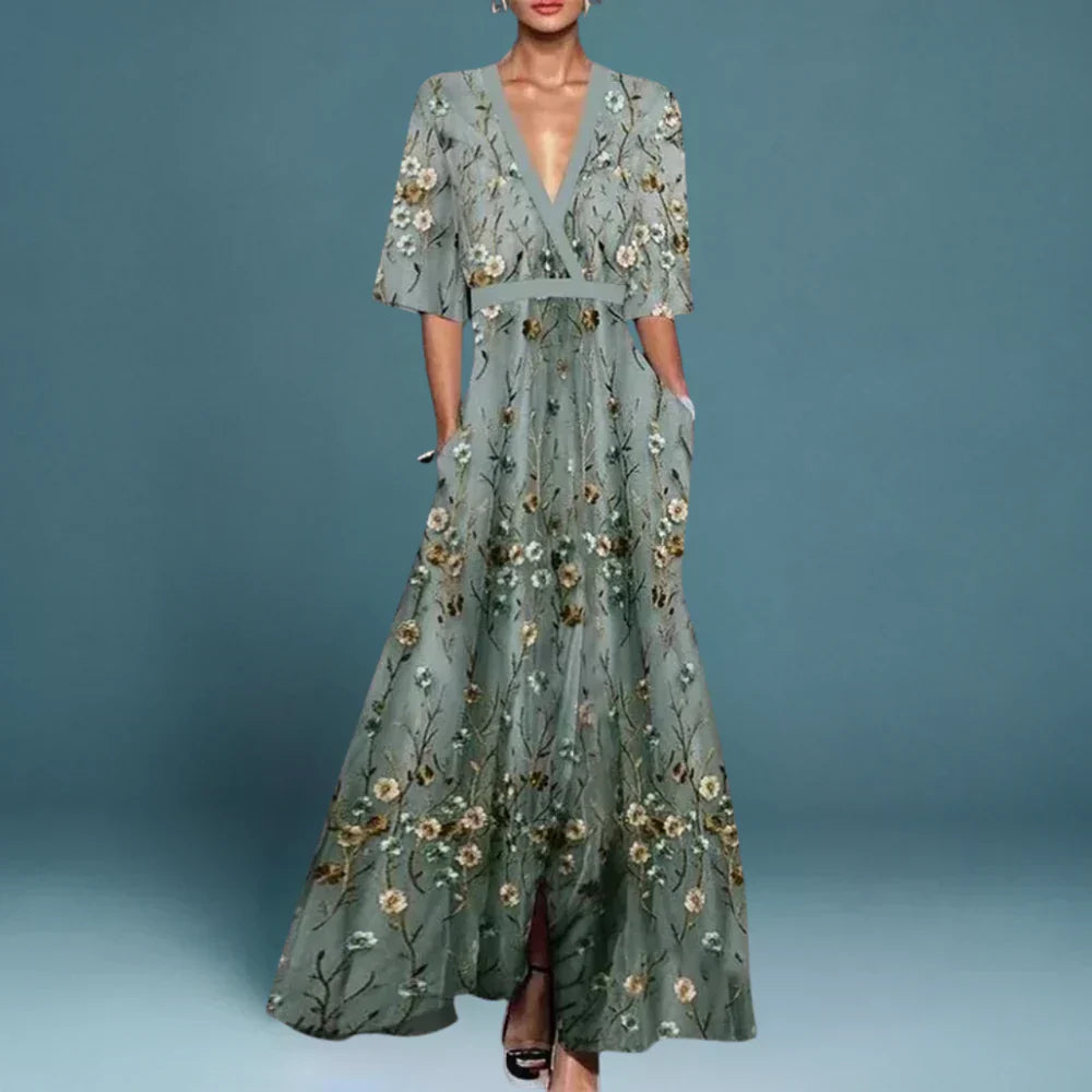 Savannah | Women's V-Neck Floral Maxi Dress
