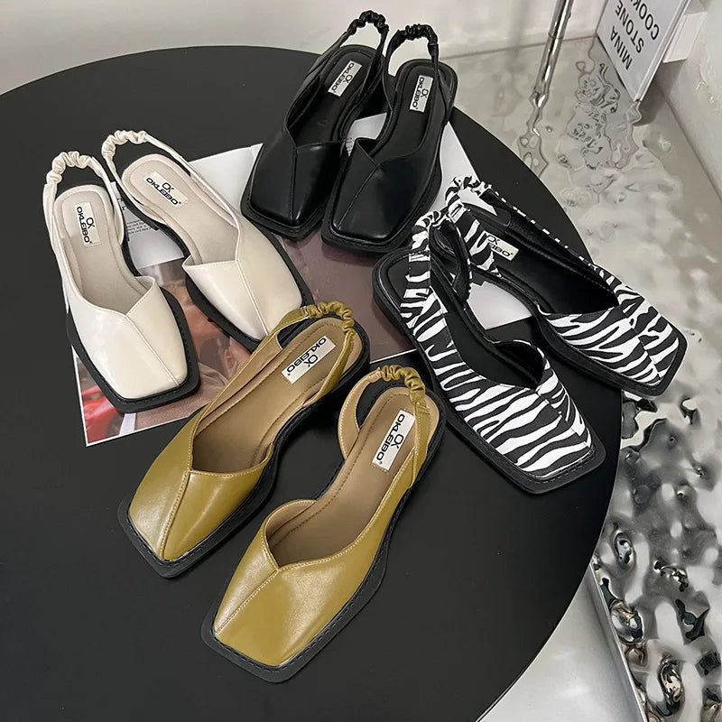 Serena | Women's Square Toe Slingback Flats Sandals