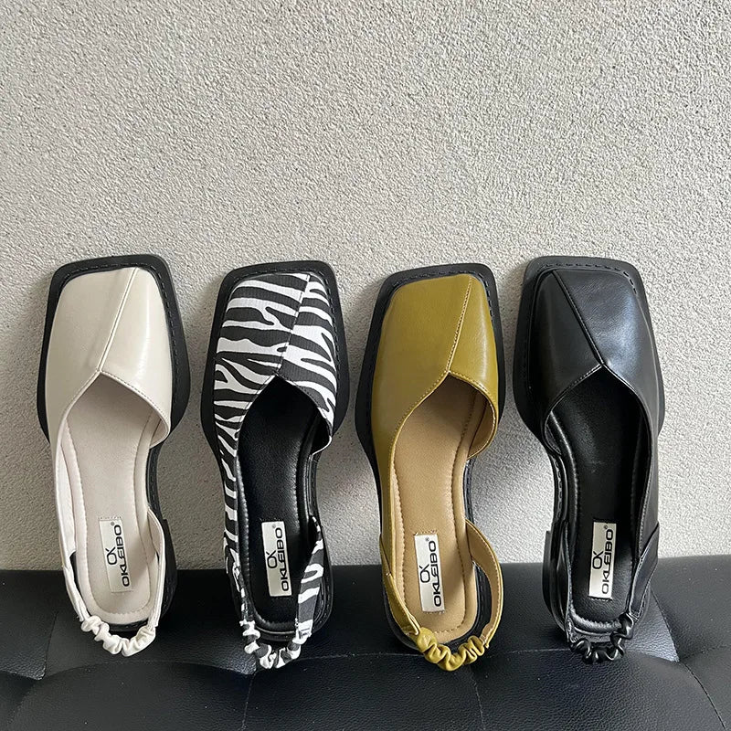 Serena | Women's Square Toe Slingback Flats Sandals