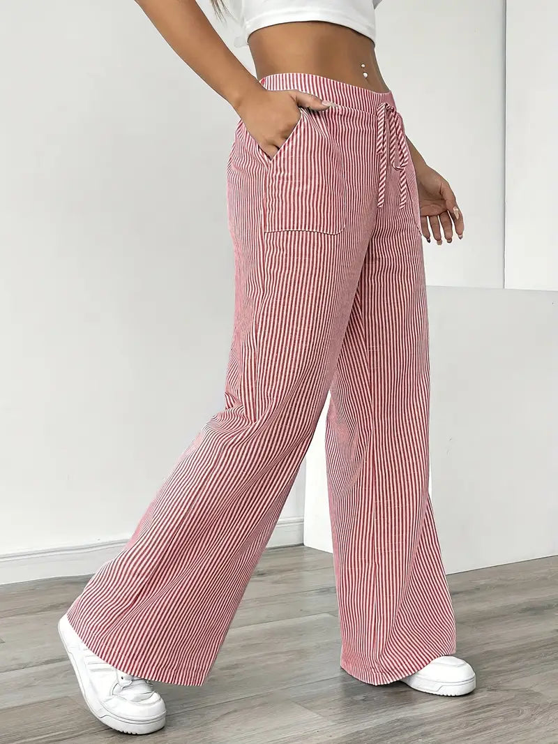 Sheila | Women's High-Waisted Striped Drawstring Pants