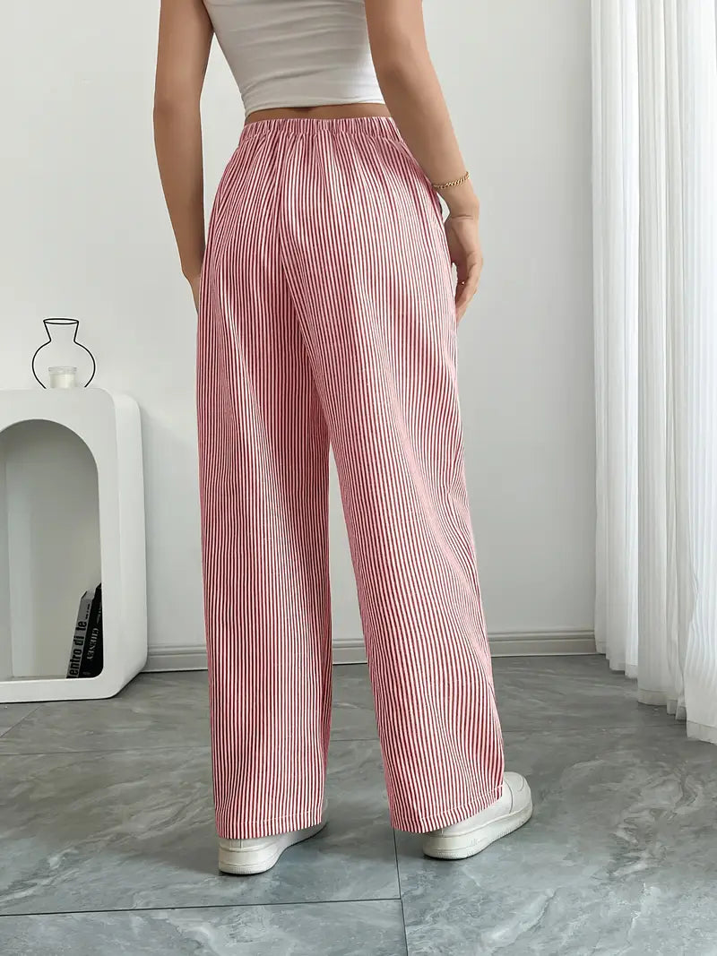 Sheila | Women's High-Waisted Striped Drawstring Pants