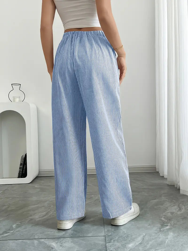 Sheila | Women's High-Waisted Striped Drawstring Pants