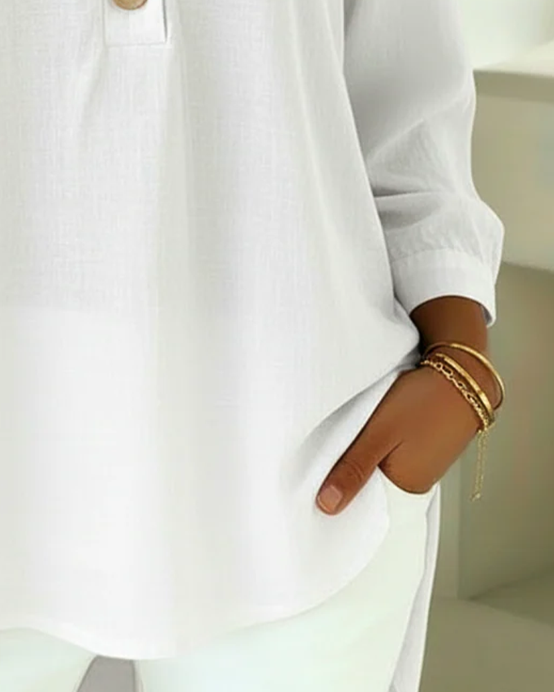 Sterling | Women's V-Neck Cotton-Linen Blouse