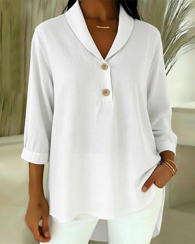 Sterling | Women's V-Neck Cotton-Linen Blouse