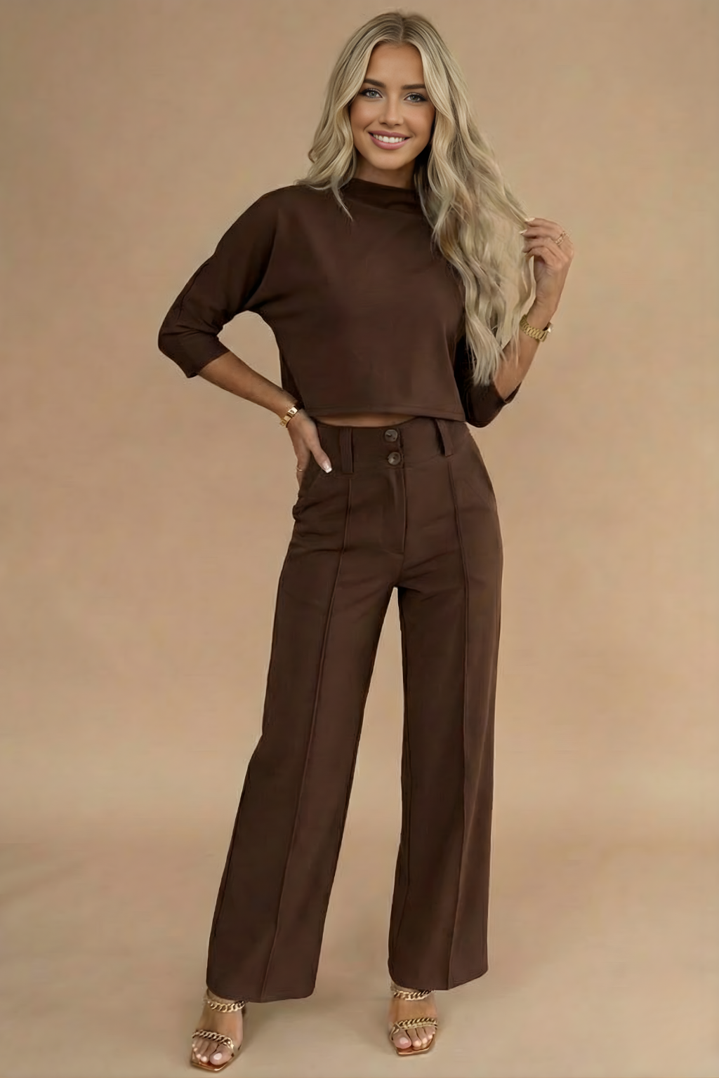 Susan | Women's Cropped Two-Piece Pant Set