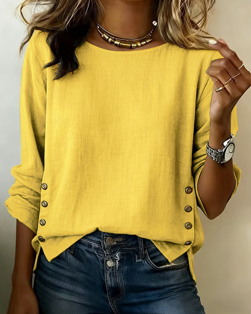 Tatum | Women's Button Detail Long Sleeve Blouse