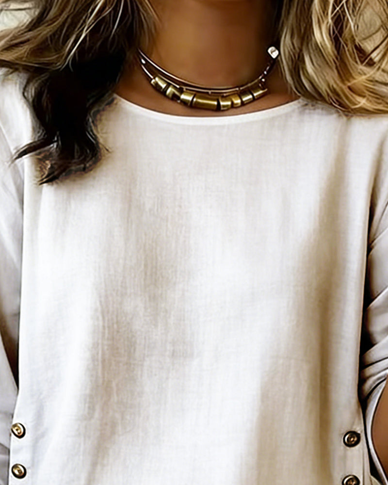 Tatum | Women's Button Detail Long Sleeve Blouse