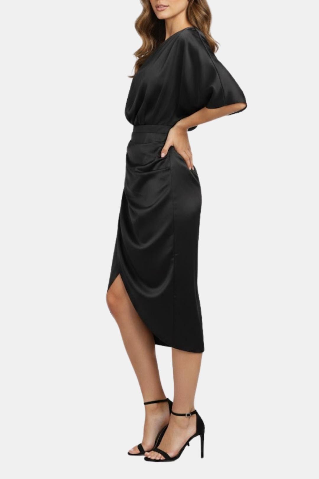 Tiffany | Women's One-Shoulder Wrap Midi Dress